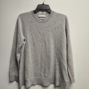 ZARA Women's 100% Cashmere Gray Crew Neck Sweater Small S Soft Knit Pullover Lux